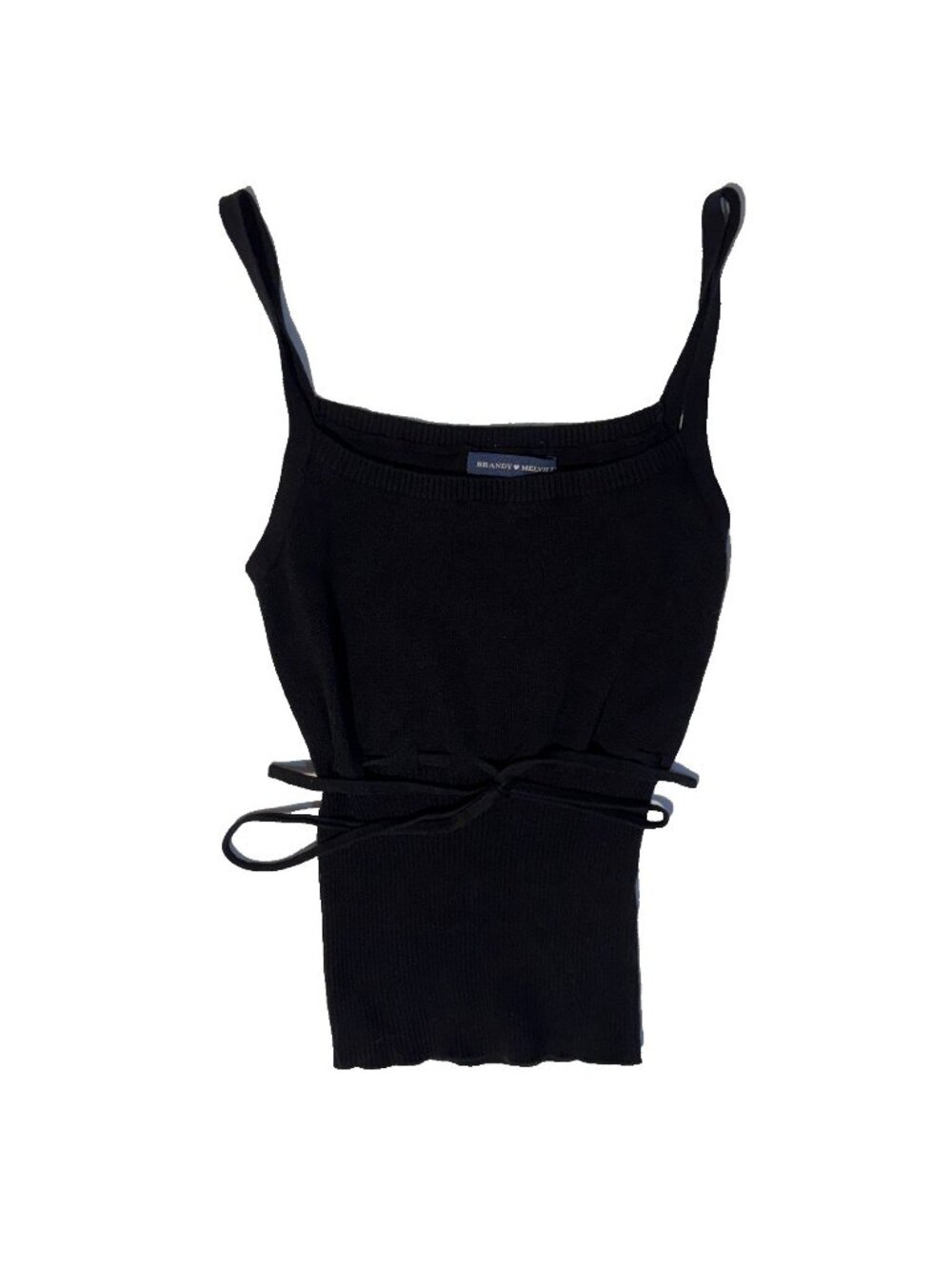 Brandy Melville Womens Y2K 2000s Summer Knit Babydoll Cami Tank Top Sz OS Black